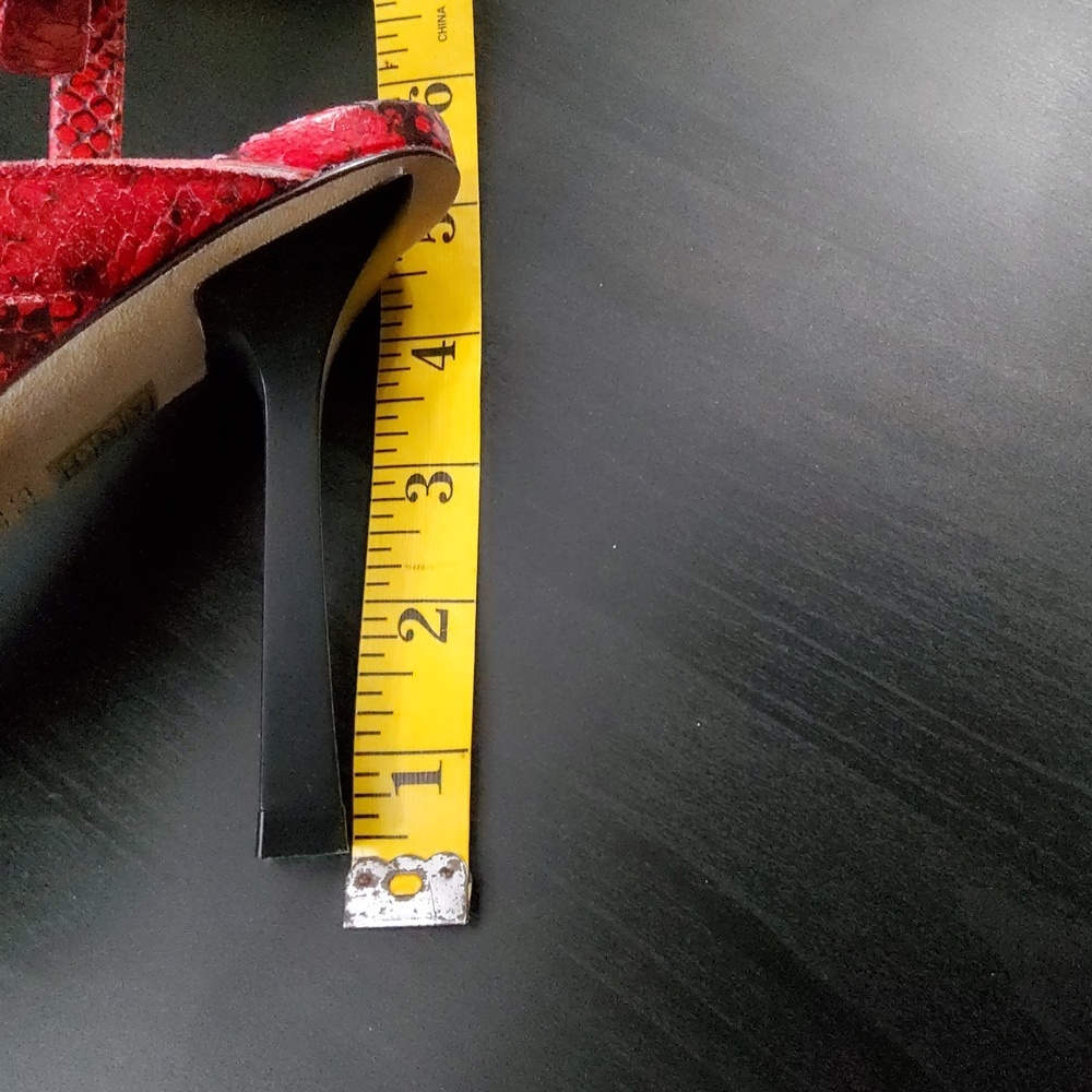 Stuart Weitzman Red Snakeskin Strappy Heels - Picture 5 of 5